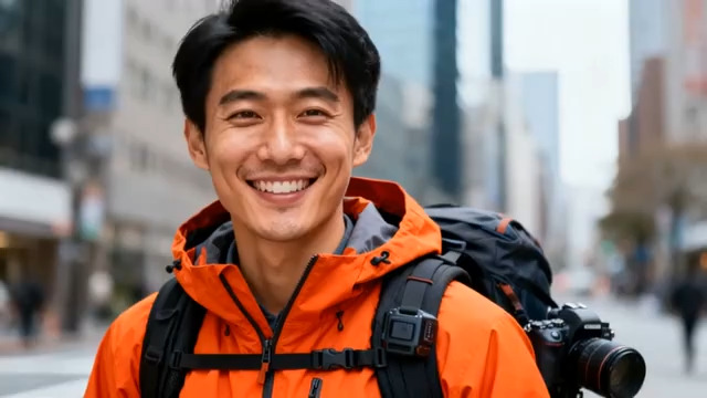  城市背包客的灿烂笑容236#横屏 	 