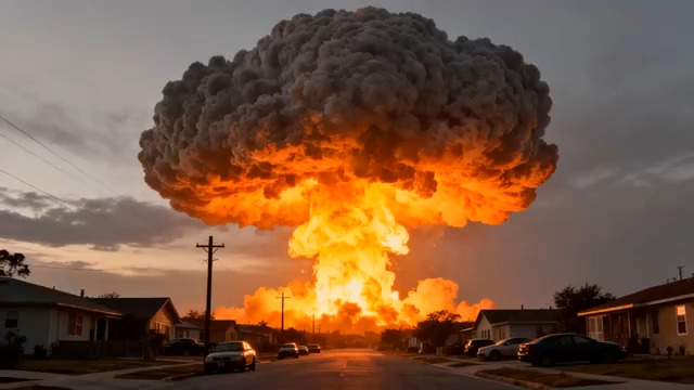  城市爆炸蘑菇云特效234#横屏 	 