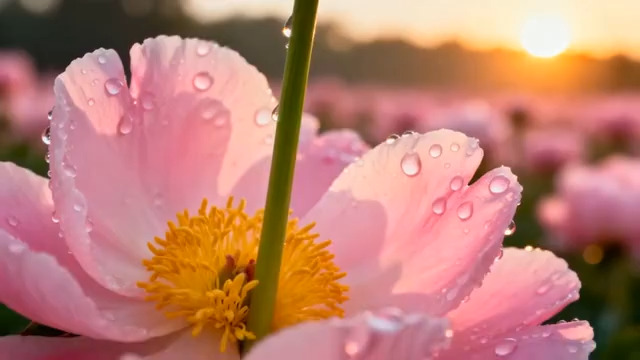  晨曦雨露粉色花海216#横屏 	 