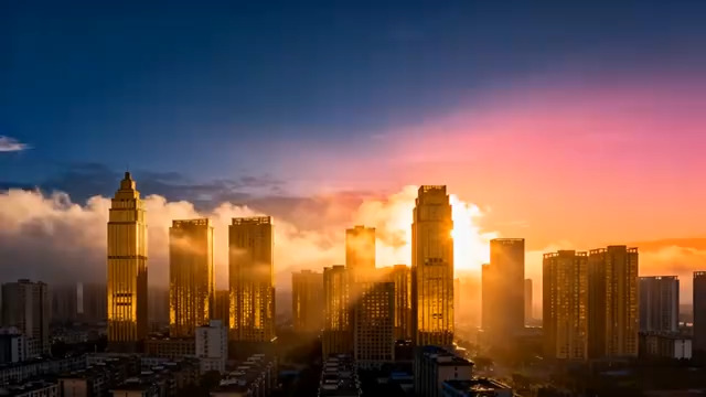  晨曦中的都市天际线223#横屏 	 