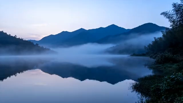  晨雾山水倒影风光202#横屏 	 - 