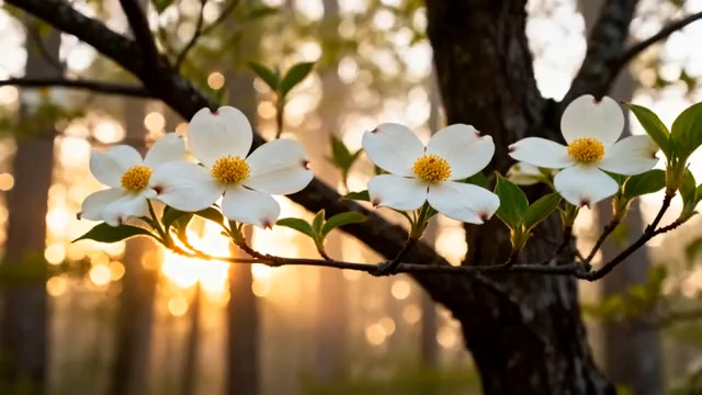  晨光中的白色花朵189#横屏 	 