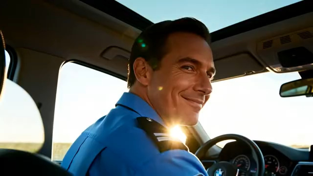  车内微笑的男司机175#横屏 	 