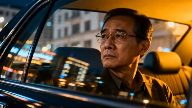  车内沉思的中年男人164#横屏 	 