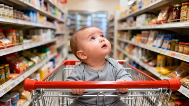  超市购物车里的小宝宝145#横屏 	 