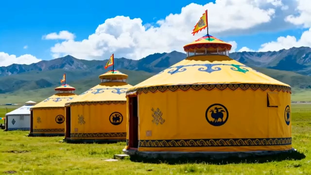  草原蒙古包风光127#横屏 	 