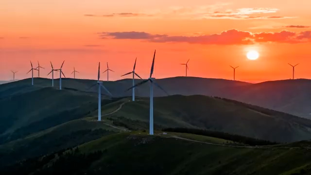  草原风电日落风光122#横屏 	 - 