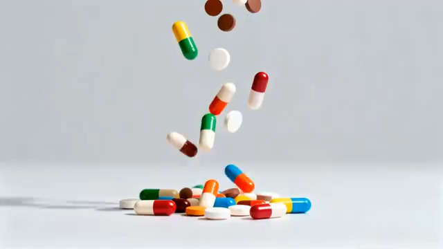  彩色药片洒落慢动作103#横屏 	 