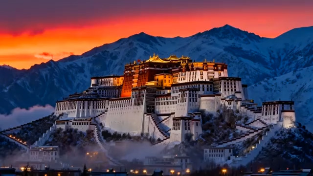  布达拉宫日落延时89#横屏 	 