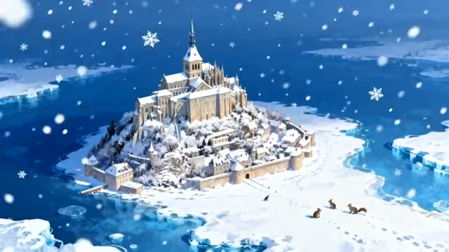  冰雪城堡雪景动画74#横屏 	 