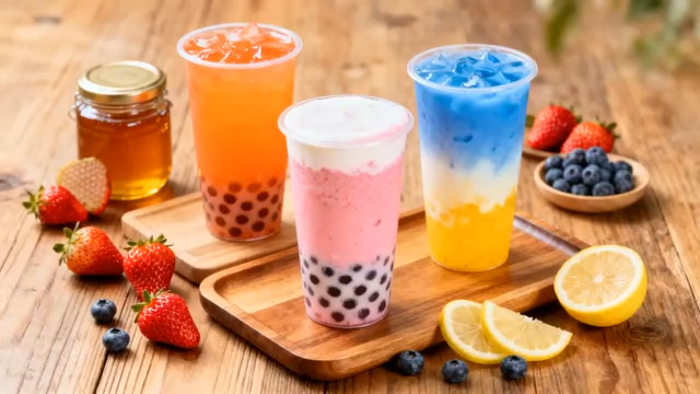  缤纷水果奶茶饮品展示70#横屏 	 