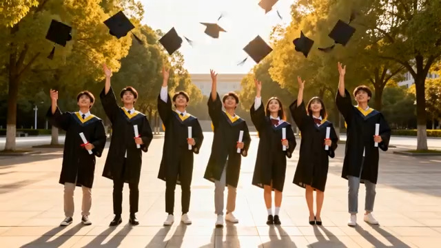  毕业生抛学士帽庆祝62#横屏 	 - 