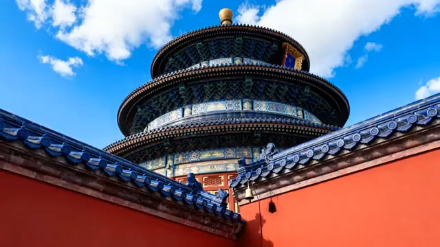  北京天坛祈年殿蓝天下全景53#横屏 	 