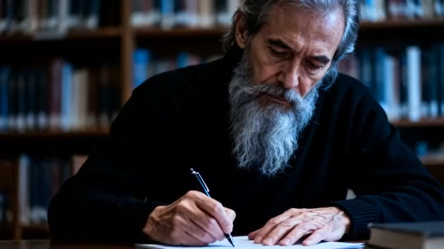  白发老人书房写作23#横屏 	 