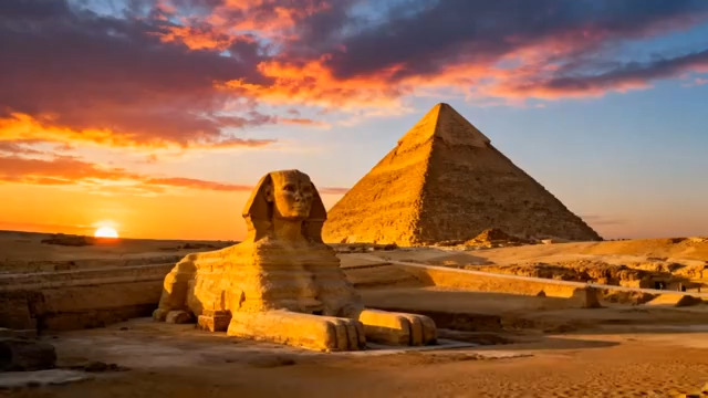  埃及金字塔日落景观14#横屏 	 