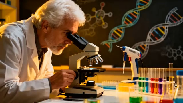  白发科学家显微镜实验20#横屏 	 