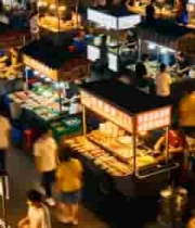  夜市小吃摊夜景俯瞰1709#横屏 	 