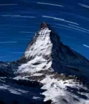  夜空下的雪山星轨素材1399#横屏 	 