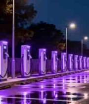  夜间路旁的新能源汽车充电桩1815#横屏 	 