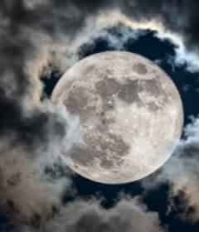  夜空满月与云层景象1774#横屏 	 