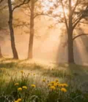  阳光照射下的森林风景589#横屏 	 