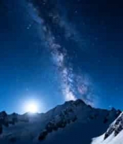  雪山夜空银河全景素材1716#横屏 	 