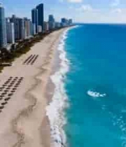  沿海城市海滩全景293#横屏 	 