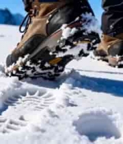  雪山徒步者脚步特写2174#横屏 	 - 