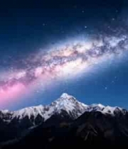  雪山夜空下的璀璨银河1487#横屏 	 