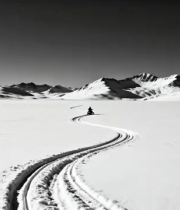  雪山雪地车辙痕迹自然风光1527#横屏 	 