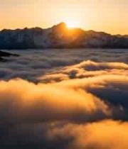  雪山云海日出全景1262#横屏 	 