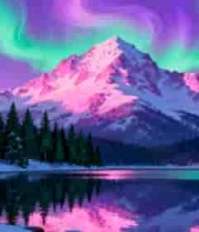  雪山极光自然风光2955#横屏 	 