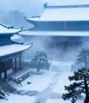  雪景中的中式古建筑714#横屏 	 -