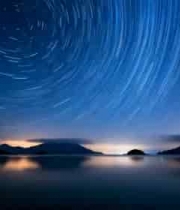  星空星轨湖面自然风光1132#横屏 	 