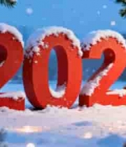  新年雪地红色数字场景3065#横屏 	 