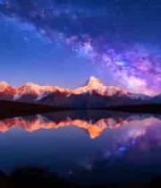  星空下雪山湖泊全景2222#横屏 	 