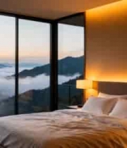  现代卧室窗外云海山景903#横屏 	 -