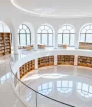  现代图书馆内人物行走场景1867#横屏 	 