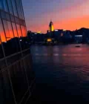  香港城市建筑黄昏江景1020#横屏 	 