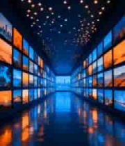  显示屏长廊展示城市风景画面289#横屏 	 -