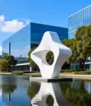  现代办公楼前水景雕塑景观1744#横屏 	 