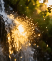 自然瀑布光影效果画面448#横屏 