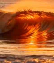  夕阳下翻滚的海浪2766#横屏 	 