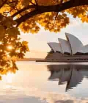  悉尼歌剧院秋景湖面倒影2575#横屏 	 