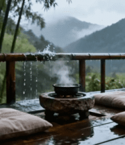 林雨景下的户外茶歇场景3740#横屏 