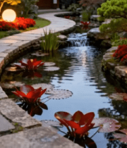 中式园林景观夜景素材4398#横屏 