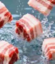  五花肉入水溅起水花1427#横屏 	 