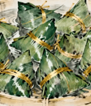 竹篮中摆放的粽子素材4143#横屏 