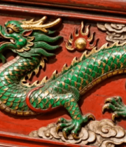 中式古建筑龙纹雕刻特写3297#横屏 