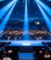  舞台上演讲者与台下观众场景1598#横屏 	 